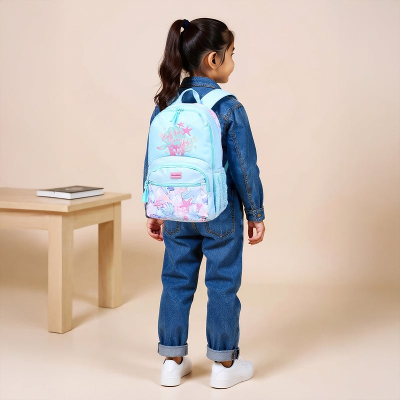 Roll road Backpack-I Love Sea Life-2 Cmprt-26 Liters-Girls (Polyester) Blue \ 33X46X17 - Image 3